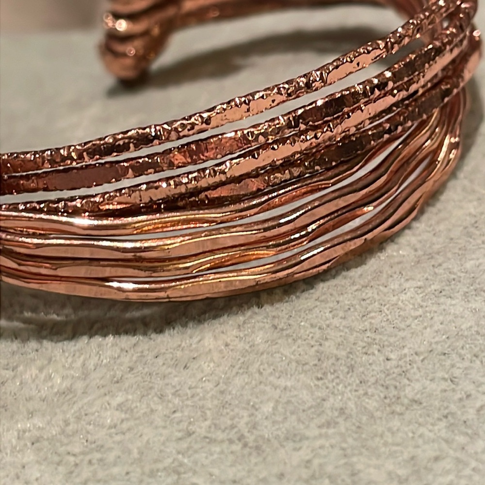 Copper Layered Cuff Bracelet Hammered 10 layers